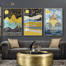 Poster nordic Golden Abstract Painting Oil Painting Canvas Print Pictures Posters Decorative Wall Pictures For Living Room 2024 - buy cheap