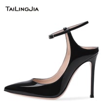 2018 Black Pointed Toe With Buckle Slingback Woman Shoes Supper High Heel Women Pumps Sexy Party Office Ladies Shoes Wholesale 2024 - buy cheap