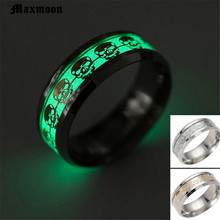 Maxmoon Luminous Skull Rings for Men Gold Silver Color Glow In The Dark Rings Stainless Steel Women Rings Jewelry 2024 - buy cheap