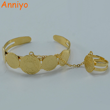 Anniyo Baby Coin Bracelet With Free Size Ring Gold Color Arab Coin Bangle for Kids Children Jewelry Middle Eastern Gifts #002606 2024 - buy cheap
