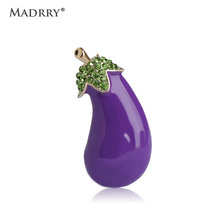 Madrry Eggplant Shape Brooches Vivid Vegetables Accessories Alloy Metal Purple Enamel Polish Broche Badge Hijab Pins Bijoux 2024 - buy cheap