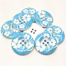 20 шт 30 мм большие деревянные кнопки синие шикарные цветы Цветочные 4 отверстия круглые DIY шитье украшений поделки 2024 - купить недорого