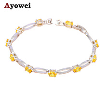 Birthday Gifts for Friends Bracelet femme 2016 Yellow Zirconia Silver Wholesale & Retail Fashion Jewelry TBS966A 2024 - buy cheap