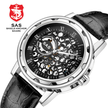 Роскошные брендовые золотые часы SAS с кожаным ремешком, женские механические часы-скелетоны, женские наручные часы, montre femme 2018 2024 - купить недорого