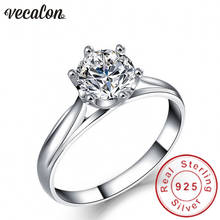 Vecalon Luxury wedding ring for women 1ct AAAAA Zircon Cz 925 Sterling Silver Female Engagement Band Finger ring Fine Jewelry 2024 - buy cheap
