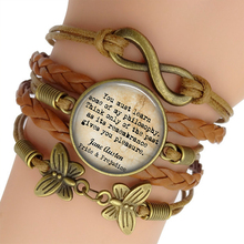 Jane Austen-pulsera de cuero multicapa con frase, brazalete marrón, joyas con forma del infinito, orgullo y pretina, libro, regalos para amantes 2024 - compra barato