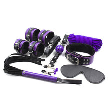 Sex Bondage Toys 8pcs/set PU Leather bondage restraints Whip Handcuffs Rope Ball Gag Blindfold Sex Toys For Couples Adult Games. 2024 - buy cheap