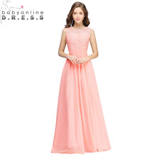 Sexy Illusion Pink Lace Long Evening Dress  Plus Size Chiffon Zipper Back Evening Gowns Vestido de Festa Longo 2024 - buy cheap