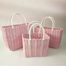 Women Handbag Fashion plastic Bag Fresh Straw Large Summer Beach Bags Capacity Shopping Bag Receive basket manual Woven bag 2024 - buy cheap