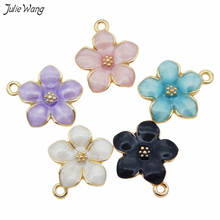Li wang pingente flor esmaltada, 15 peças fofas, colar com pingente flor, pulseira, faça você mesmo, acessórios de joalheria, atacado 2024 - compre barato