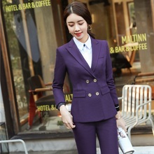 2 Pieces Formal Pantsuits Professional Uniform Designs Blazers Suits With Tops And Pants Women Office Sets Pants Suits 2024 - buy cheap