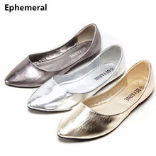 Women's Flats Ballerina Shoes Soft Sole Pointed Toe Breathable Slip-on Ladies Loafers American Style Plus Size 46 34 Gold Silver 2024 - buy cheap