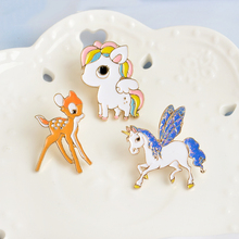 Cartoon Wings Little Horse Deer Enamel Brooch Button Pins Denim clothes Pin Badge Lovely cute Animal Jewelry Gift for Kids 2024 - buy cheap