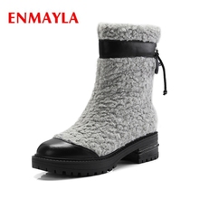 ENMAYLA   Round Toe  Basic  Ankle  Kid Suede  Shoes Woman  Ankle Boots for Women  Square Heel  Winter Boots Size 34-39 ZYL1927 2024 - buy cheap