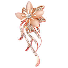 OneckOha Fashionable Opal Stone Flower Brooch Pin Women Garment Accessories Jewelry Brooch Rhinestone Pin 2024 - buy cheap