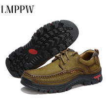 Genuine Leather Men's Shoes Lace-up Man Outdoor Mountain Casual Shoes Thick Bottom Stitch Non-slip Male Shoes Big Size Footwear2 2024 - buy cheap