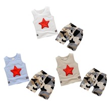 6 Colors Baby Boy Clothes Summer Baby Boys Casual Sleeveless Star Print Vest T-shirt Tops+Shorts Costume Set 0-4T 2024 - buy cheap