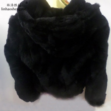 Linhaoshengyue Advanced Real Rabbit Fur Coat with Hood 2024 - buy cheap
