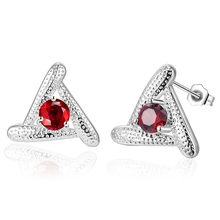 New Arrival triangle dark red zircon silver plated Earrings for women fashion jewelry Earring /BXVQZQCJ AZVCKARI 2024 - buy cheap