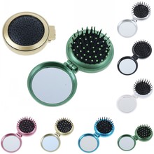 7 Colors Portable Round Folding Massage Comb Hair Brush With Mirror Compact Travel Pocket Bag Comb Easy To Carry For Women 2024 - buy cheap