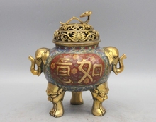 Incensário chinês de bronze budismo claustríaco ruyi foo cachorro leão elefante queimador de incenso 2024 - compre barato