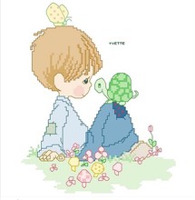 Embroidery Package Topgrade  Cross Stitch Kits Boy with Turtle Animal Free Shipping 2024 - buy cheap