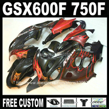 Motorcycle fairings set for SUZUKI KATANA GSX600F 2003 2004 2005 2006 red flames in black fairing kit GSX750F 03 04 05 06 HM33 2024 - buy cheap