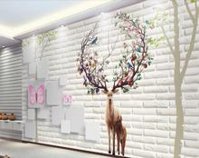 Papel de parede 3d para decoração, moderna pintura decorativa com animal, para sala de estar, sala de tv ou pano de fundo 2024 - compre barato