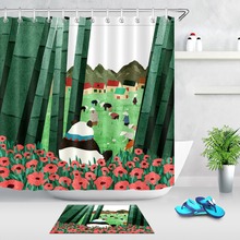 Shower Curtain Panda Sits in the Flowers of the Bamboo Forest Extra Long Bathroom Waterproof Polyester Fabric For Bathtub Decor 2024 - buy cheap