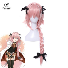 ROLECOS Fate/Apocrypha Cosplay Astolfo Cosplay 75cm/29.53 inches Long Pink Cosplay Hair Accessories Black Bow Synthetic Hair 2024 - buy cheap