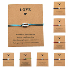 New Metal Seashell Charm Cowrie Shell Bracelet Wish Love Card Handmade String Bracelets for Women Men Kids Lucky Jewelry Gifts 2024 - buy cheap