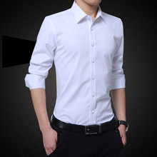 Camisa de hombre de alta calidad blanco negro manga larga ajustada Fit Camisas formales para hombres moda hombres vestido Camisas plus tamaño M-5XL 2024 - compra barato