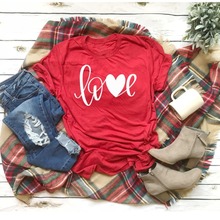 LOVE big heart graphic red women fashion unisex Valentine's Day Confession street style grunge tumblr cotton casual tee t-shirt 2024 - buy cheap