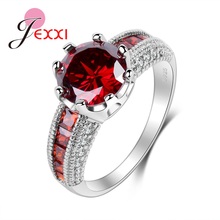New Arrival Shinning Big Red Cubic Zirconia Great Elegant 925 Sterling Silver Rings Anniversary Party Ring For Women 2024 - buy cheap