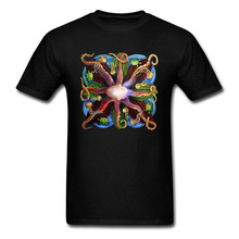 Мужская футболка с изображением мандалы осьминога и его друзей, футболка с 3D принтом, черные футболки на заказ, хлопковые топы, уникальная одежда, Прямая поставка 2024 - купить недорого