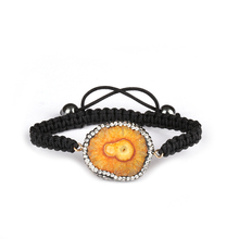 orange yellow druzy crystal stone slice bead pave rhinestone beads hematite end bead charm black rope macrame bracelet unisex 2024 - buy cheap