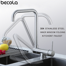 BECOLA Stainless Steel Kitchen Faucet Lead-Free Folding Mixer 360 Degree Swivel Single Handle Nickel Kitchen Sink Taps 2024 - buy cheap