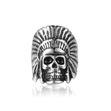 Мужское байкерское кольцо с черепом из титановой стали 316L, панк украшения в стиле рок, подарок на Хэллоуин, Прямая поставка 2024 - купить недорого