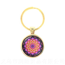 Enamel Mandala Lotus Keychain Henna Yoga Jewelry Keyring For Men Women Charm Art Picture OM Symbol Buddhism Zen Key Holder 2024 - buy cheap