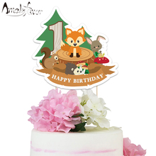 Decoración personalizada para tarta, decoración para fiesta de cumpleaños, temática de animales del bosque, Serie 3 2024 - compra barato