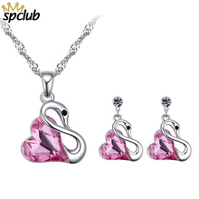 New Style Luxury Heart Swan Bridal Jewelry Set Crystals From Swarovski Necklace Drop Earrings Female Wedding Jewelry For Women 2024 - buy cheap