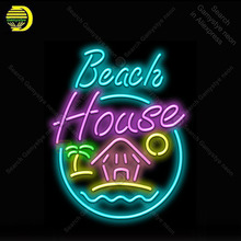 Letreiro de vidro neon para decoração de casa e praia, luminária neon com exibição de loja, por dentro, lâmpada para parede, estética da decoração do quarto 2024 - compre barato
