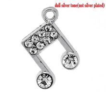 DoreenBeads Silver Color Rhinestone Musical Note Charm Pendants 17x15mm,sold per pack of 10 2024 - buy cheap