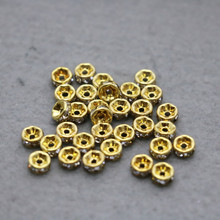 Contas de metal redondas com strass separadas, acessórios de metal para peças de usinagem diy design 6mm por atacado dourado com 10 peças 2024 - compre barato