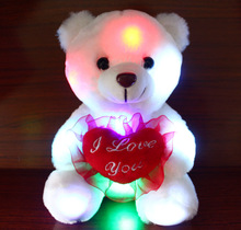 22cm 3 Colors Light Up LED Teddy Bear Stuffed Animals Plush Toy Colorful Glowing I Love You Teddy Bear Christmas Gift for Kids 2024 - buy cheap