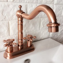 Antique Red Copper 4" Centerset Brass Kitchen Bathroom Vessel Sink Two Holes Basin Swivel Faucet Dual Handles Water Tap arg044 2024 - buy cheap