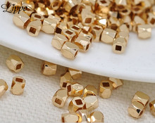 40pcs atacado 24k contas de semente de metal macias em ouro mini espaçador quadrado contas para fazer jóias 2024 - compre barato
