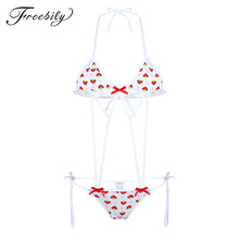 Womens kawaii Lingerie Cute Strawberry Bodysuit Mini Micro Bikini Bra Top with T-back G-string Panties Sexy Exotic Apparel 2024 - buy cheap