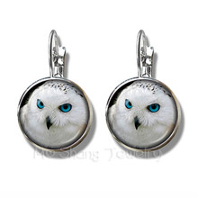 Owl Pattern Earrings Insect Art Picture Glass Cabochon Dome Silver Plated Stud Earrings For Women Girls Best Gift 2024 - buy cheap