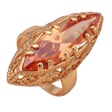 Graceful design Big Zirconia rings for Ladies  Gold Wedding & Party Fashion Jewelry Orange Crystal Ring Sz #7#8#9 JR2027A 2024 - buy cheap